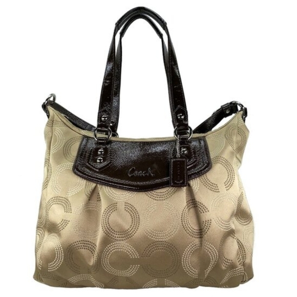 Coach Handbags - Coach Ashley Dotted Op Art Carryall Bag